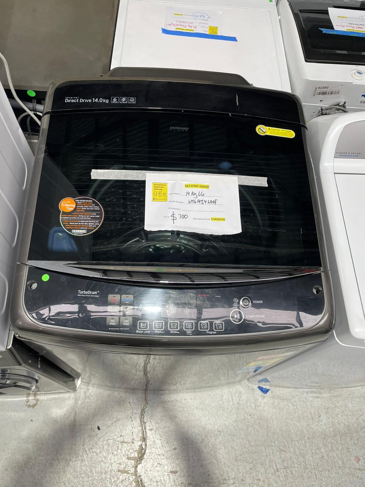 Second hand LG 14 kg Top Load Washing Machine – Black Steel  Model: WTG1434BHF - Second Hand Appliances Geebung