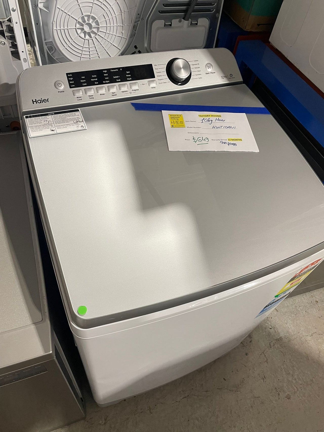 Factory second Haier 10kg Top Load Washing Machine – White  Model: HWT10AN1