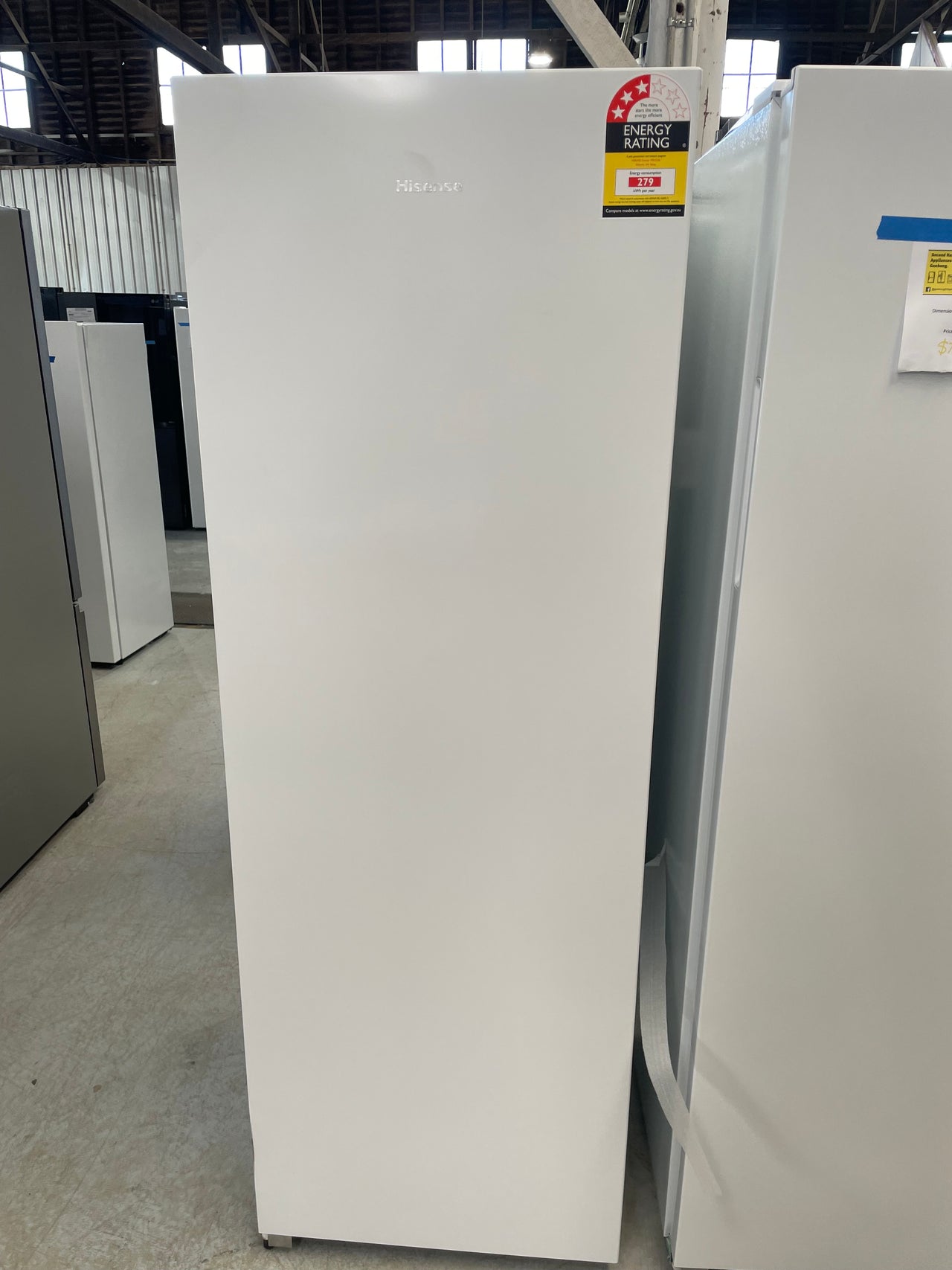 Hisense 240L Upright Hybrid Fridge Freezer White Model: HRVF240 Front