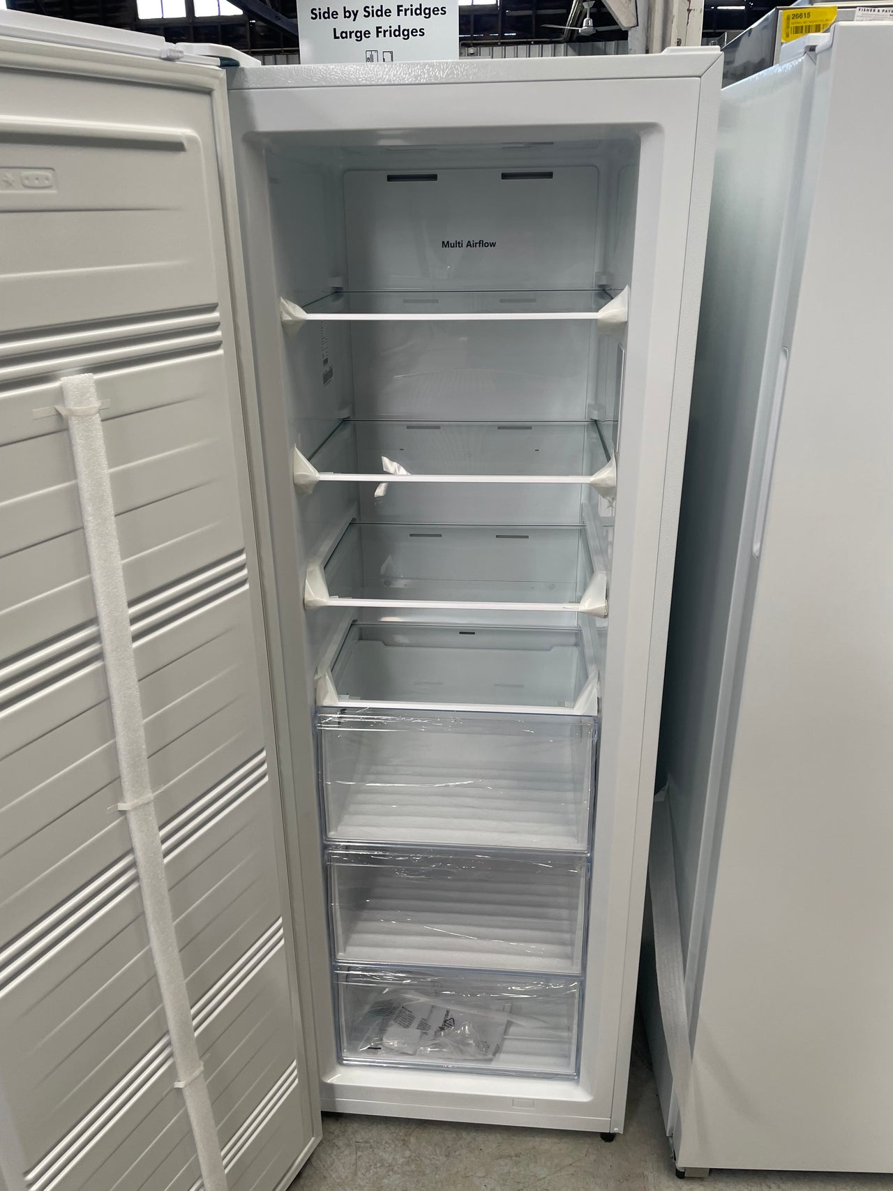 Hisense 240L Upright Hybrid Fridge Freezer White Model: HRVF240 Inside