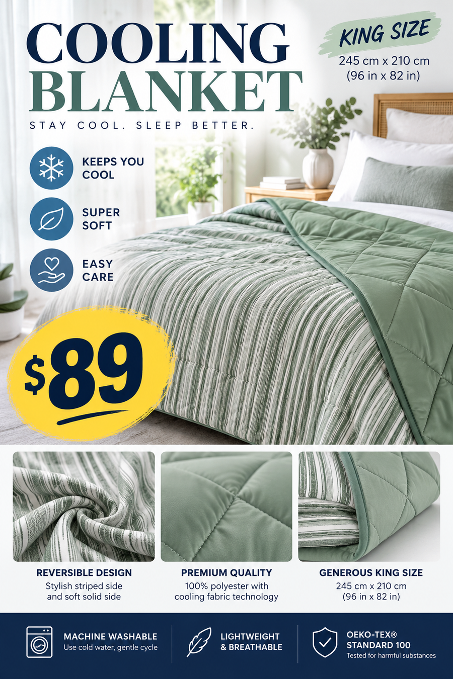 King Size Cooling Blanket/Green