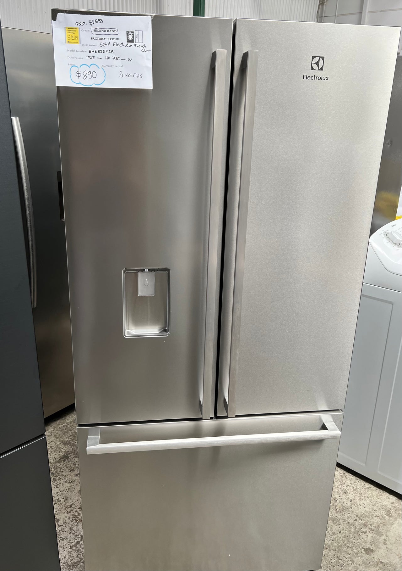Second hand Electrolux 524L French Door Fridge EHE5267SA Second Hand