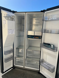Thumbnail for Factory second Hisense HRSBS632BW 632L Wi-Fi Side by Side Fridge (Black Steel) non plumber ice maker & water dispenser - Second Hand Appliances Geebung