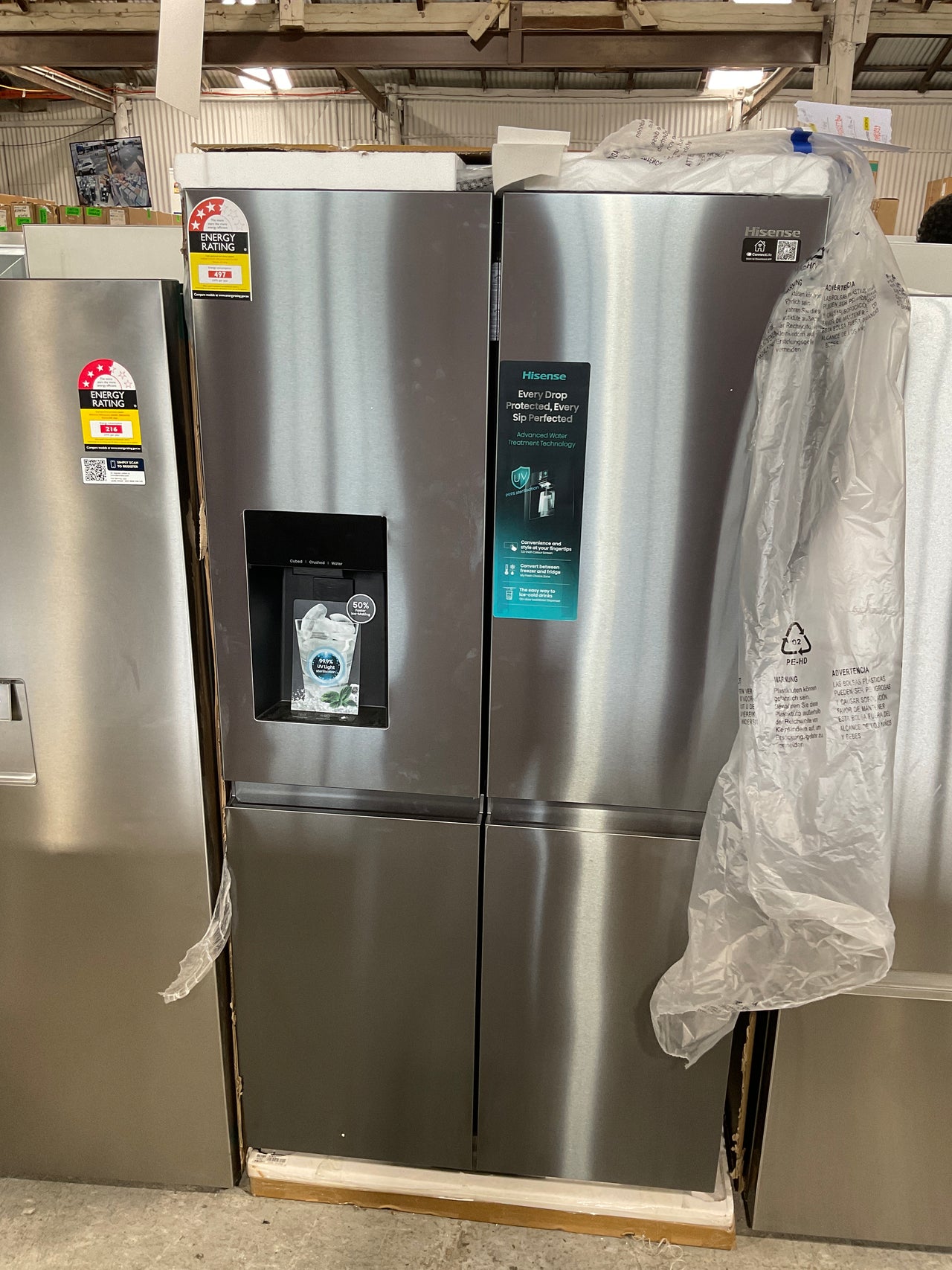 Buy Carton damaged / Factory second Hisense 615L PureFlex French Door Fridge - Dark Stainless Steel HRCD615TBW |  | [product_variant] | Second Hand Appliances Geebung Brisbane