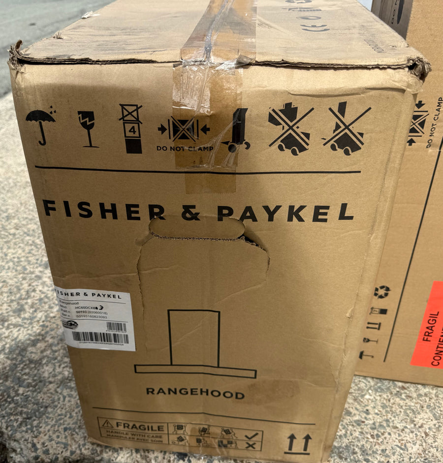 Carton damaged Fisher & Paykel 60cm Box Chimney Wall Rangehood – HC60DCXB4(NAT) - Second Hand Appliances Geebung