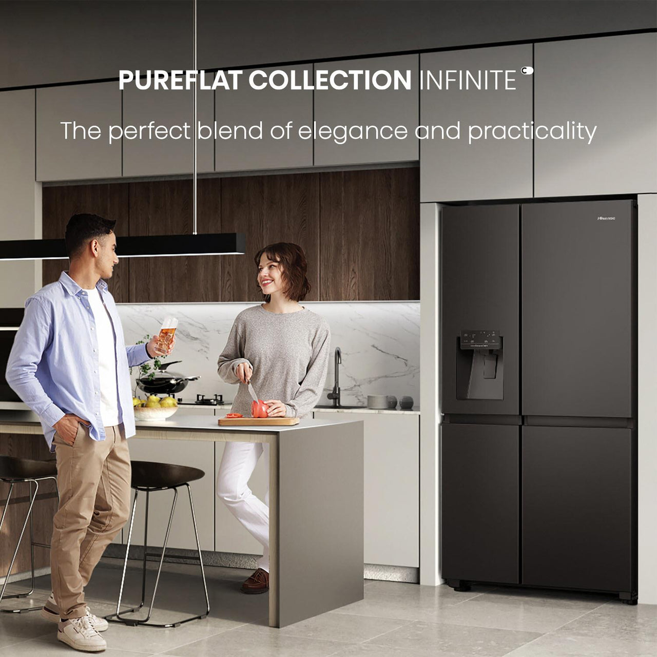 Factory second Hisense HRSBS632BW 632L Wi-Fi Side by Side Fridge (Black Steel) non plumber ice maker & water dispenser - Second Hand Appliances Geebung