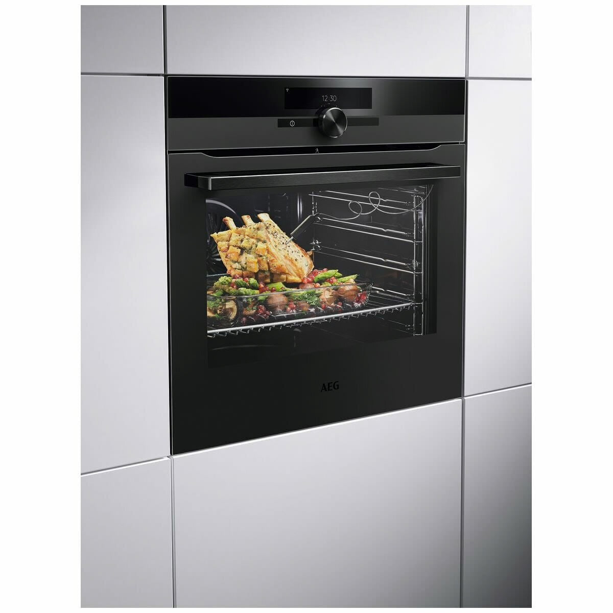Factory AEG 60cm Pyrolytic Built-In Oven with SenseCook - Matte Black BPK94733PT - Second Hand Appliances Geebung