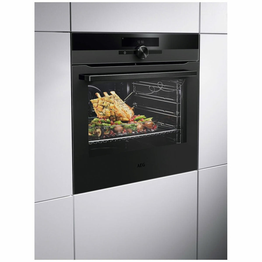 Factory AEG 60cm Pyrolytic Built-In Oven with SenseCook - Matte Black BPK94733PT - Second Hand Appliances Geebung