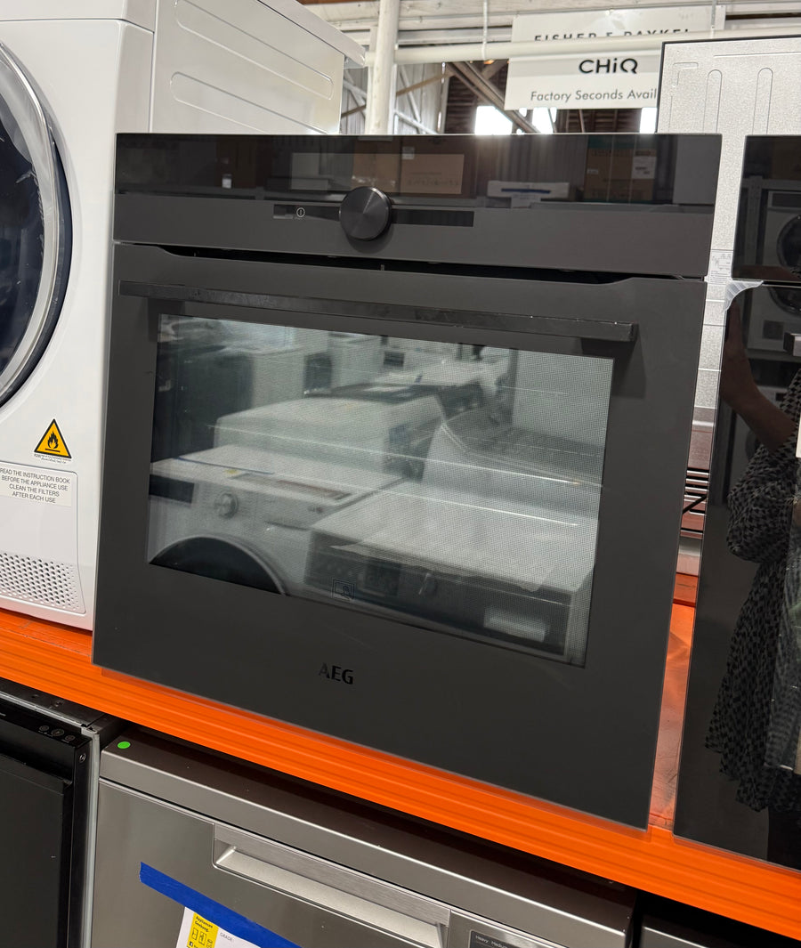 Factory AEG 60cm Pyrolytic Built-In Oven with SenseCook - Matte Black BPK94733PT - Second Hand Appliances Geebung