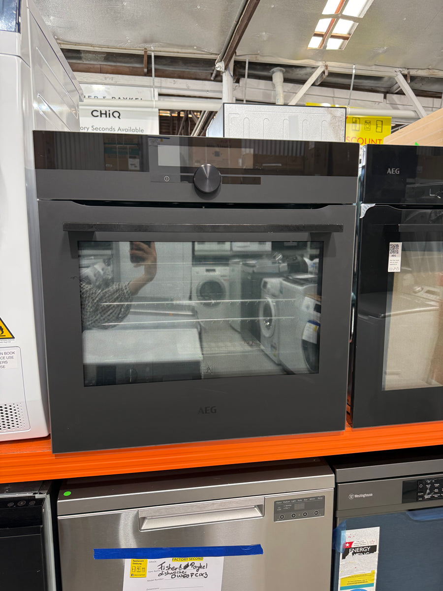 Factory AEG 60cm Pyrolytic Built-In Oven with SenseCook - Matte Black BPK94733PT - Second Hand Appliances Geebung