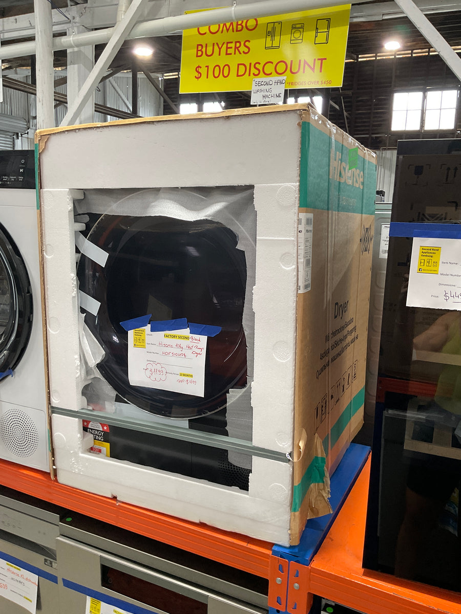 Factory Second/Carton damaged Hisense 10kg Heat Pump Dryer – Black (HDFS10HPB) - Second Hand Appliances Geebung