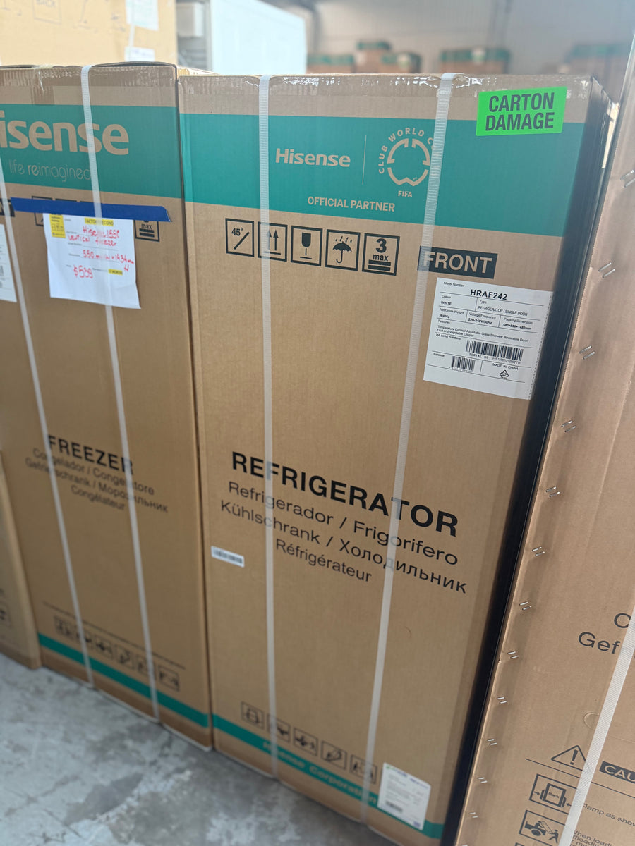 Buy Factory Second/Carton damaged Hisense 242L Top Mount Fridge – White (HRAF242) |  | [product_variant] | Second Hand Appliances Geebung Brisbane