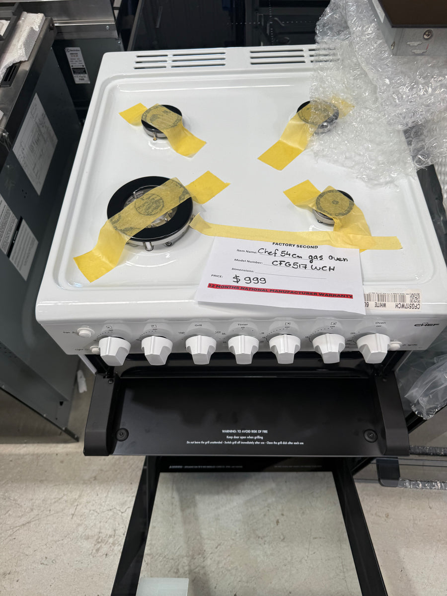 Factory Second Chef CFG517WCH 54cm Freestanding Fan Forced Gas Cooker(NAT) - Second Hand Appliances Geebung