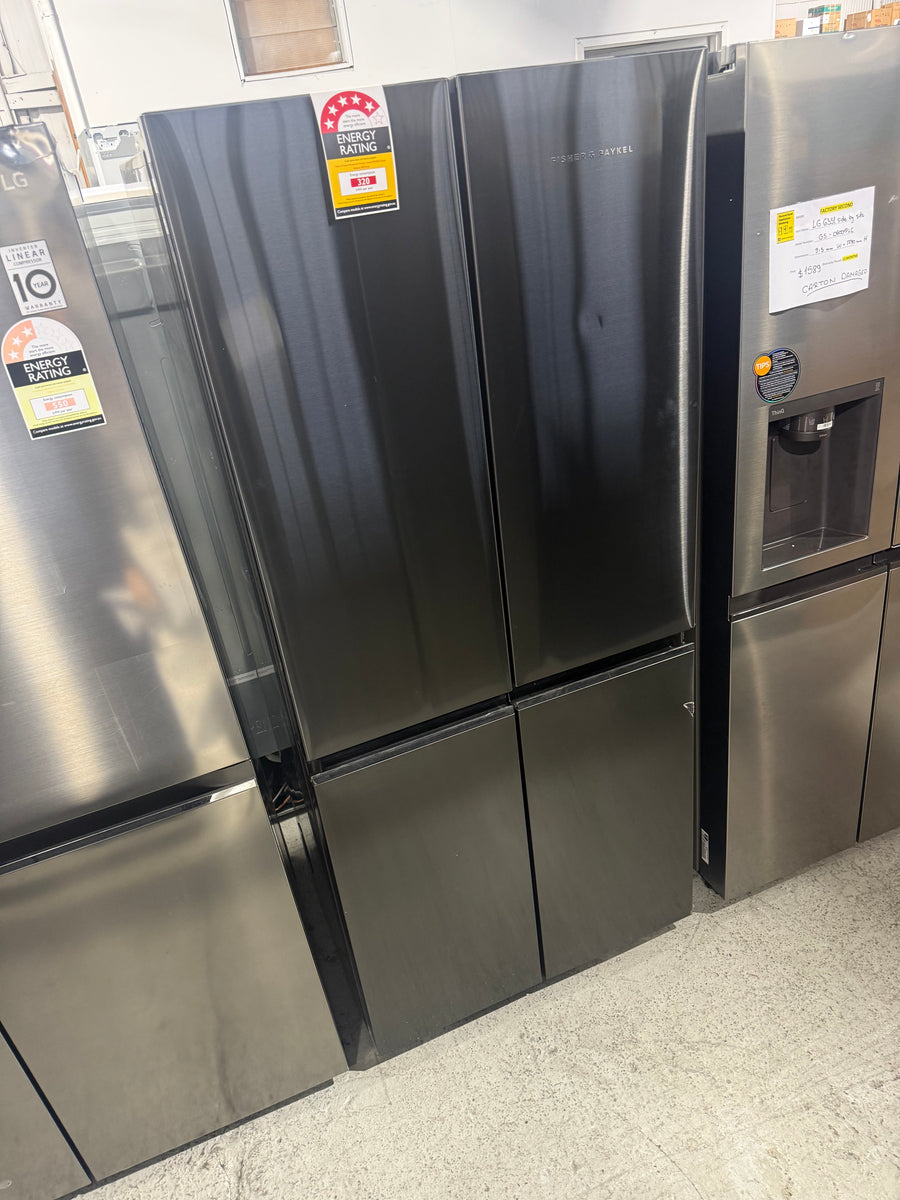 Factory Second Fisher & Paykel 498L Series 7 Quad Door Refrigerator – Black Stainless Steel  Model: RF500QNB1 - Second Hand Appliances Geebung
