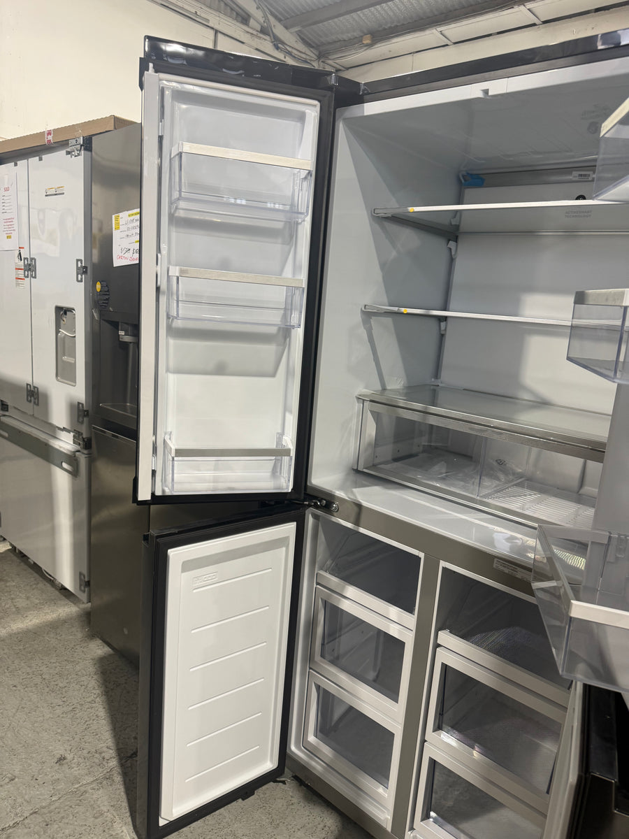 Factory Second Fisher & Paykel 498L Series 7 Quad Door Refrigerator – Black Stainless Steel  Model: RF500QNB1 - Second Hand Appliances Geebung