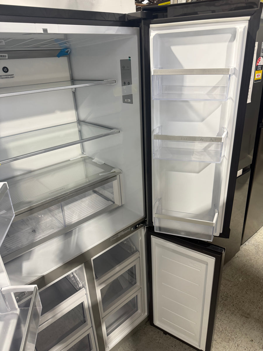 Factory Second Fisher & Paykel 498L Series 7 Quad Door Refrigerator – Black Stainless Steel  Model: RF500QNB1 - Second Hand Appliances Geebung