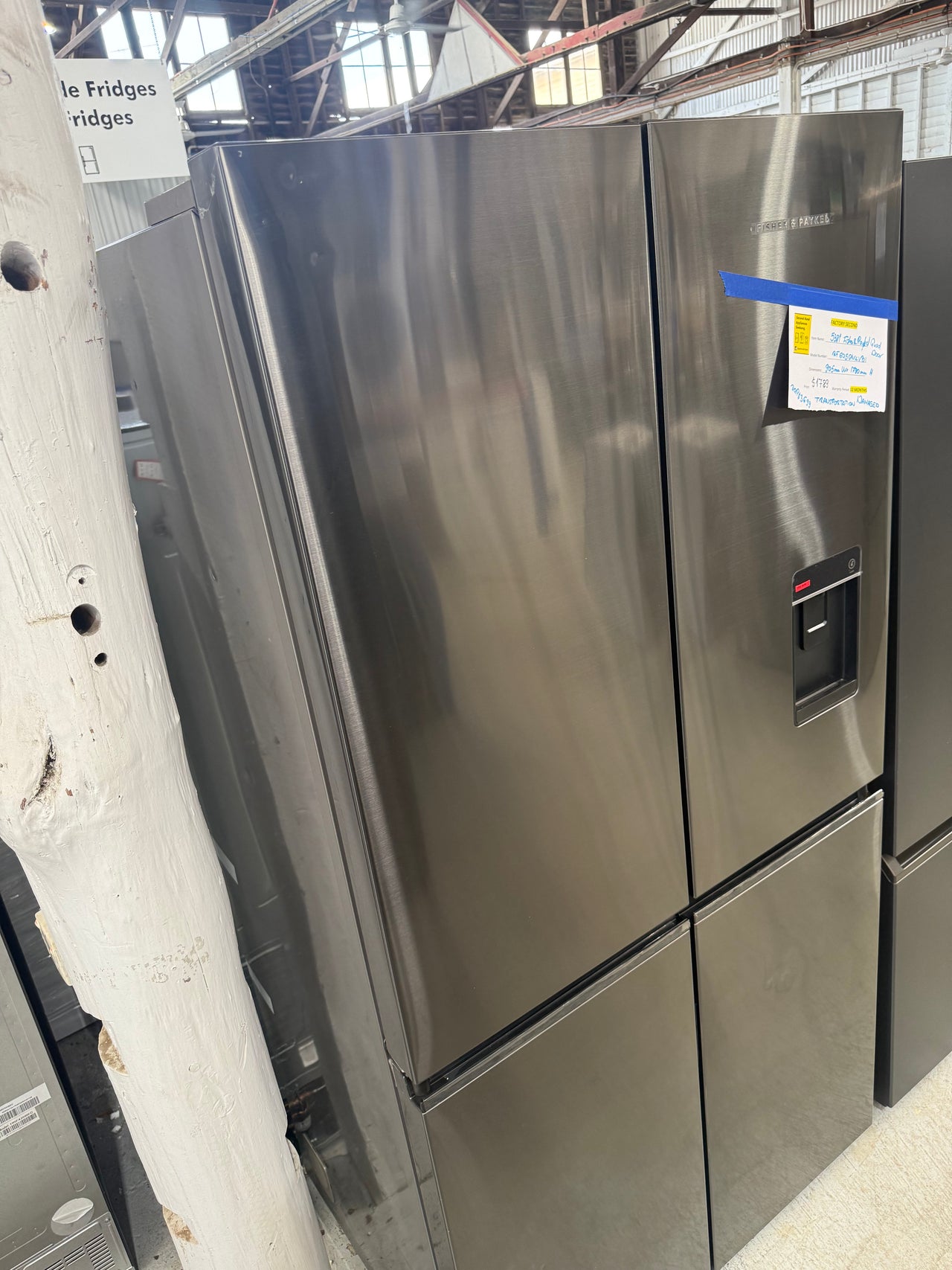 Factory Second Fisher & Paykel 538L Quad Door Refrigerator with Ice & Water    Model: RF605QNUVB1 - Second Hand Appliances Geebung