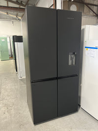 Thumbnail for Factory Second Fisher & Paykel 690L Recessed Handle Quad Door Fridge with Ice & Water Dispenser - Matte Black Glass RF730QZUVB1 - Second Hand Appliances Geebung