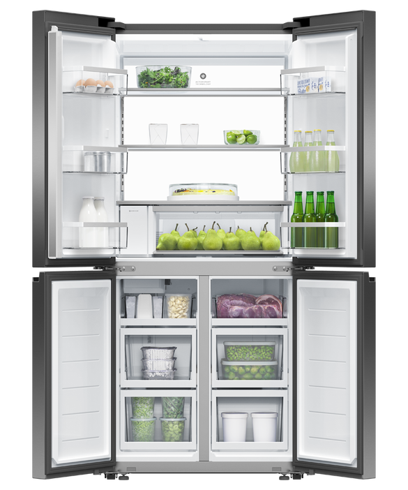 Factory Second Fisher & Paykel RF500QNUB1 498L Quad Door Fridge – Black Stainless Steel - Second Hand Appliances Geebung