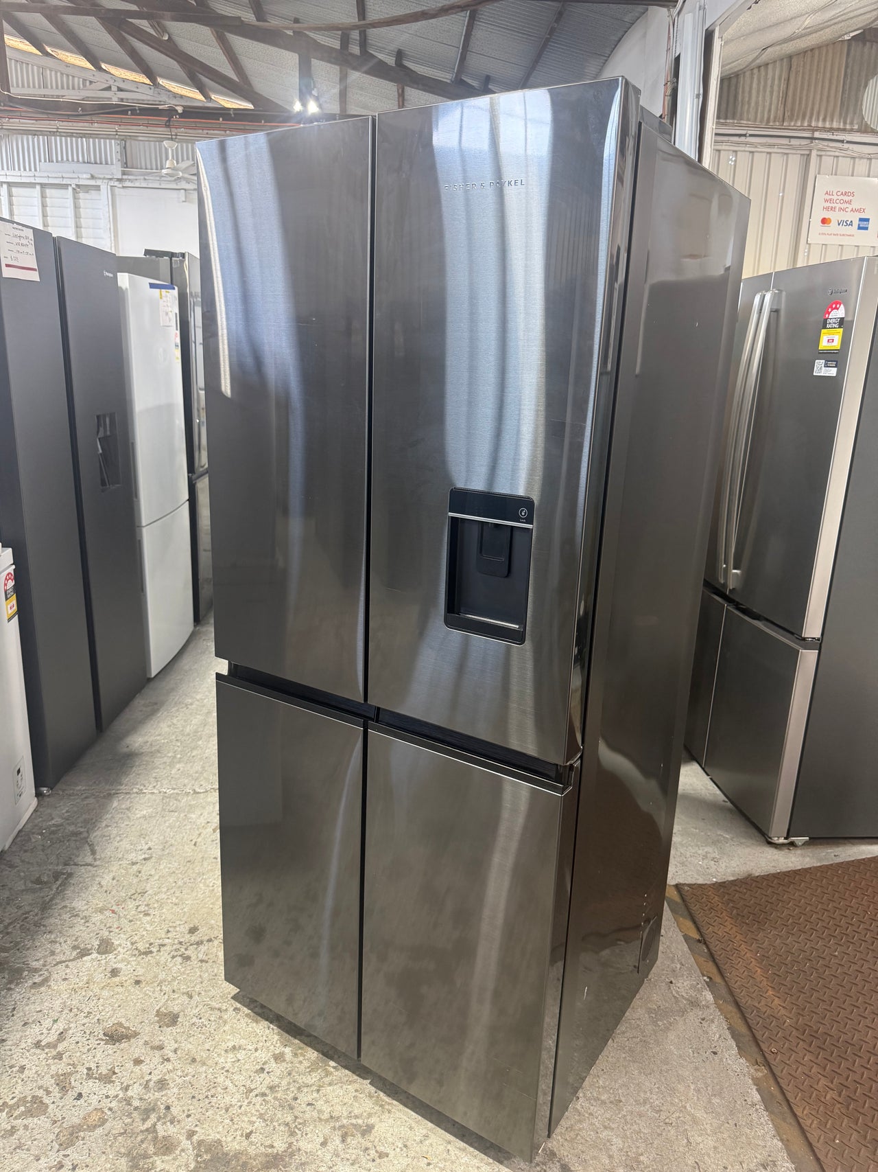 Factory Second Fisher & Paykel RF500QNUB1 498L Quad Door Fridge – Black Stainless Steel - Second Hand Appliances Geebung