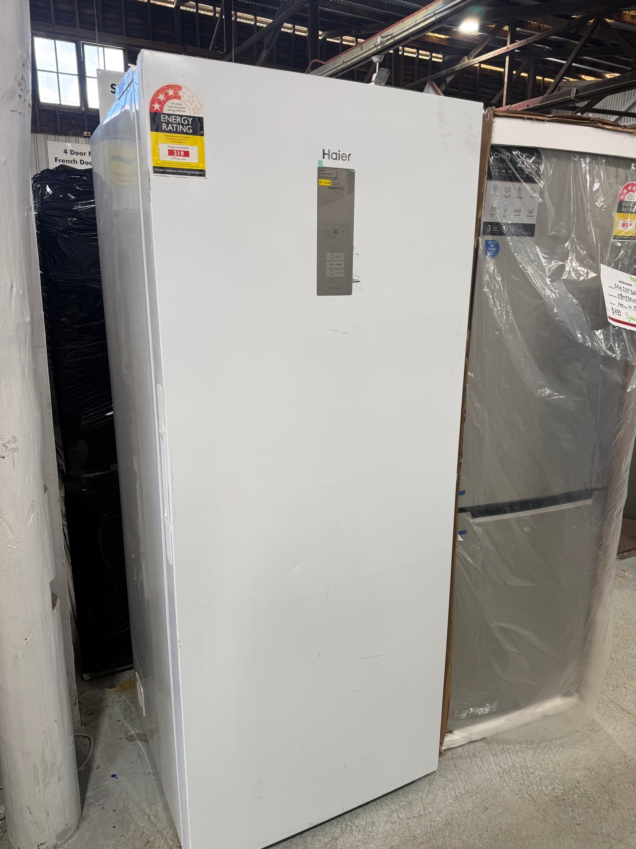 Factory Second Haier 386L Vertical Frost Free Freezer White HVF430VW - Second Hand Appliances Geebung