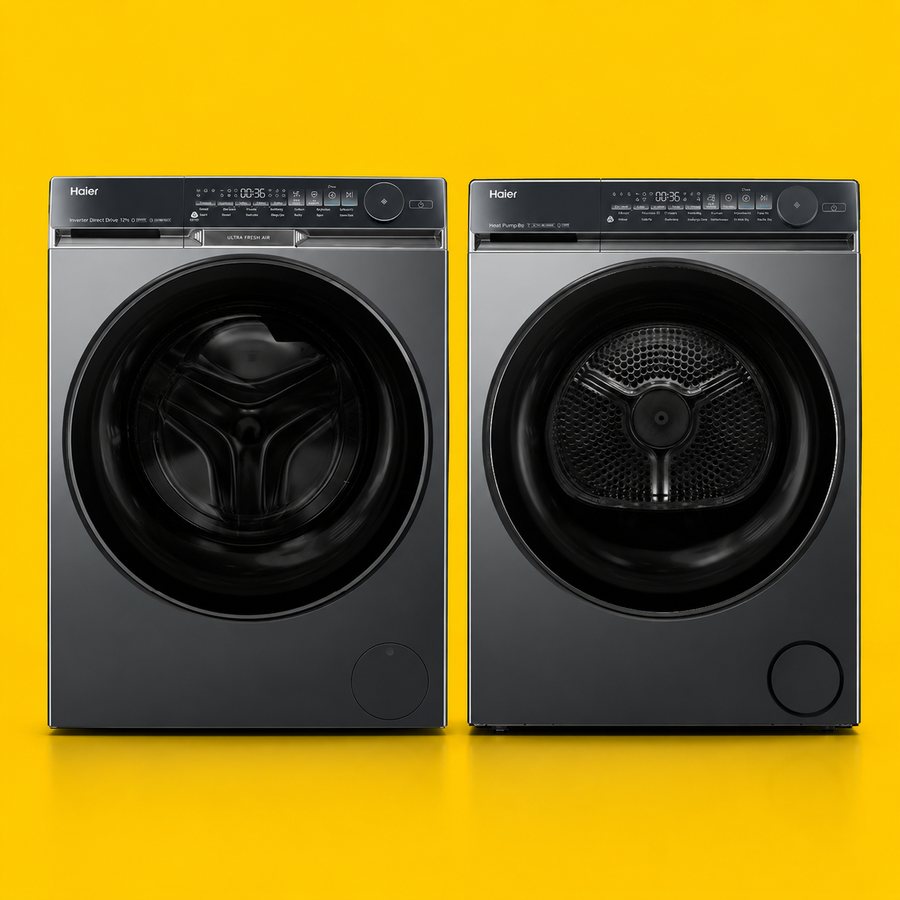 Factory Second Haier 500 Series Matching Laundry Set – 12kg Front Load Washer + 8kg Heat Pump Dryer – HWF12DB1 + HDHPS80NB1 - Second Hand Appliances Geebung