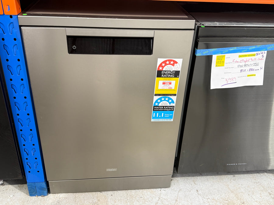 Factory Second Haier 600 Series Freestanding Dishwasher – Satina (HDW15F4S1) - Second Hand Appliances Geebung