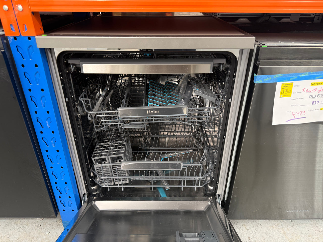 Factory Second Haier 600 Series Freestanding Dishwasher – Satina (HDW15F4S1) - Second Hand Appliances Geebung