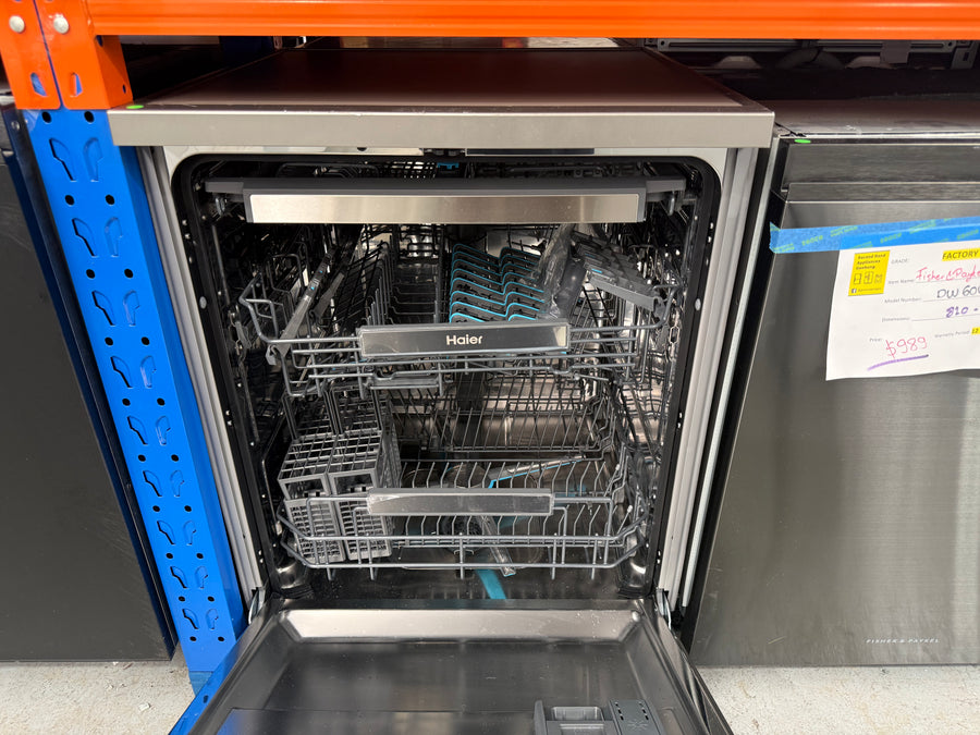 Factory Second Haier 600 Series Freestanding Dishwasher – Satina (HDW15F4S1) - Second Hand Appliances Geebung