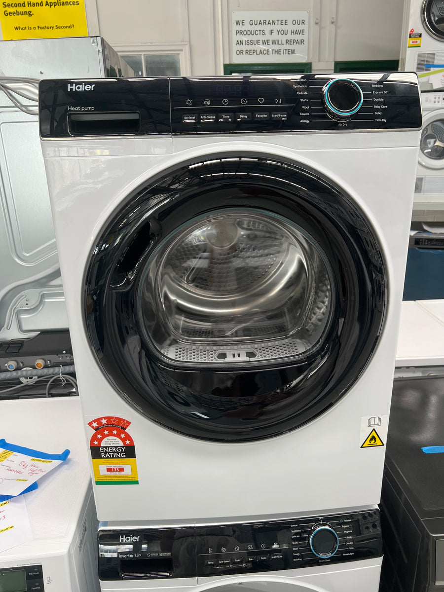 Factory Second Haier 8kg Heat Pump Dryer HDHP80AW1 - Second Hand Appliances Geebung