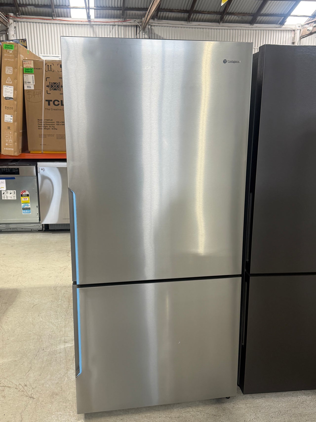 Factory Second Westinghouse 496L Bottom Mount Fridge – Stainless Steel (WBE5300SC) - Second Hand Appliances Geebung