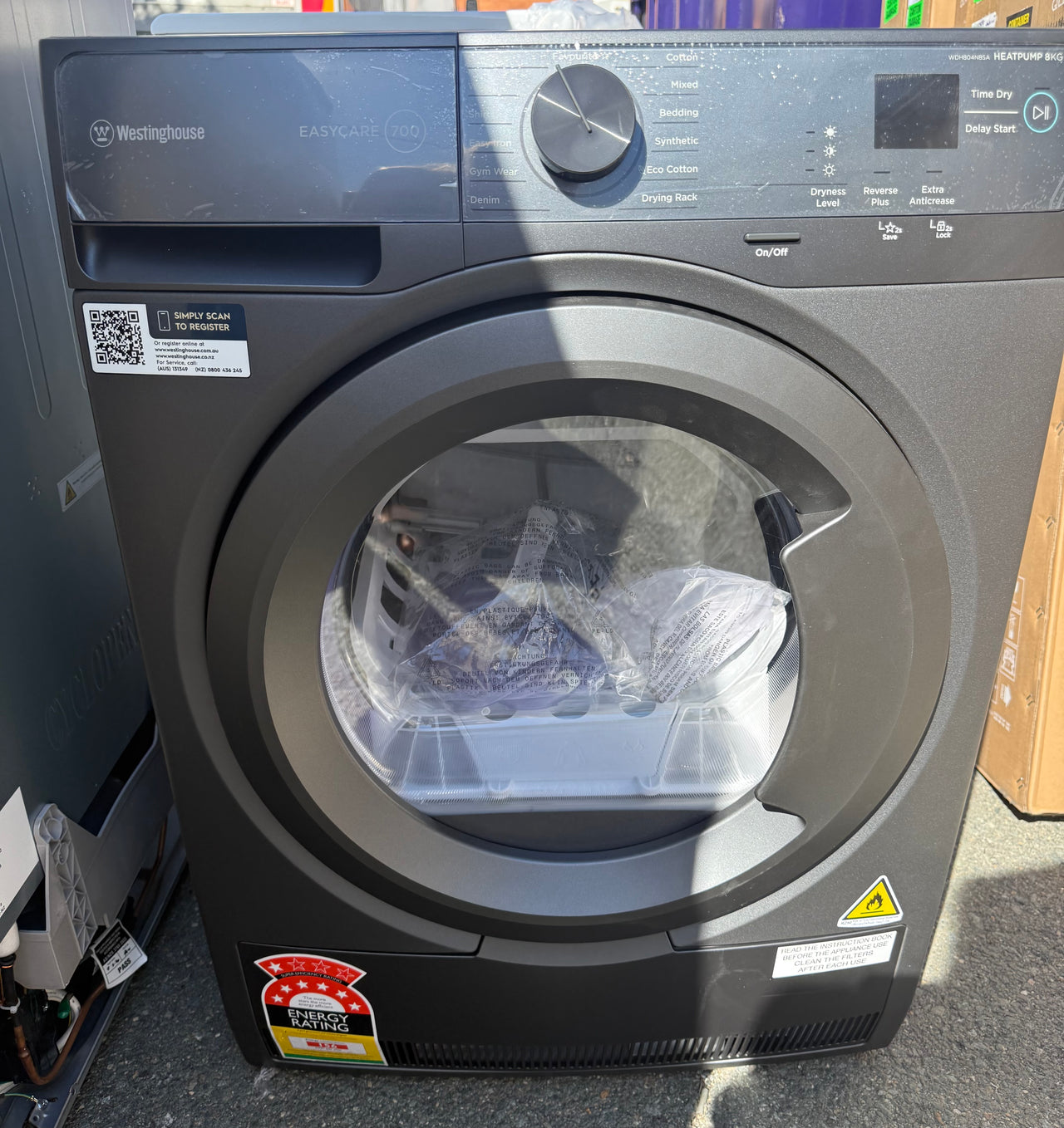 Factory Second Westinghouse WDH804N8SA 8kg Heat Pump Dryer - Second Hand Appliances Geebung