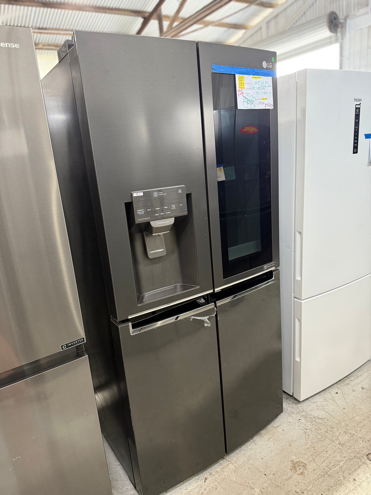 Factory second 508L Slim French Door Fridge, with InstaView Door-In-Door®, in Matte Black Finish - Second Hand Appliances Geebung