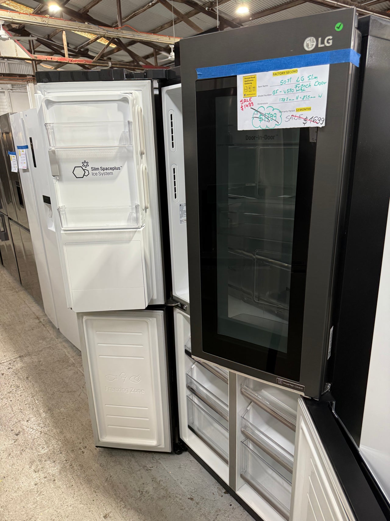 Factory second 508L Slim French Door Fridge, with InstaView Door-In-Door®, in Matte Black Finish - Second Hand Appliances Geebung