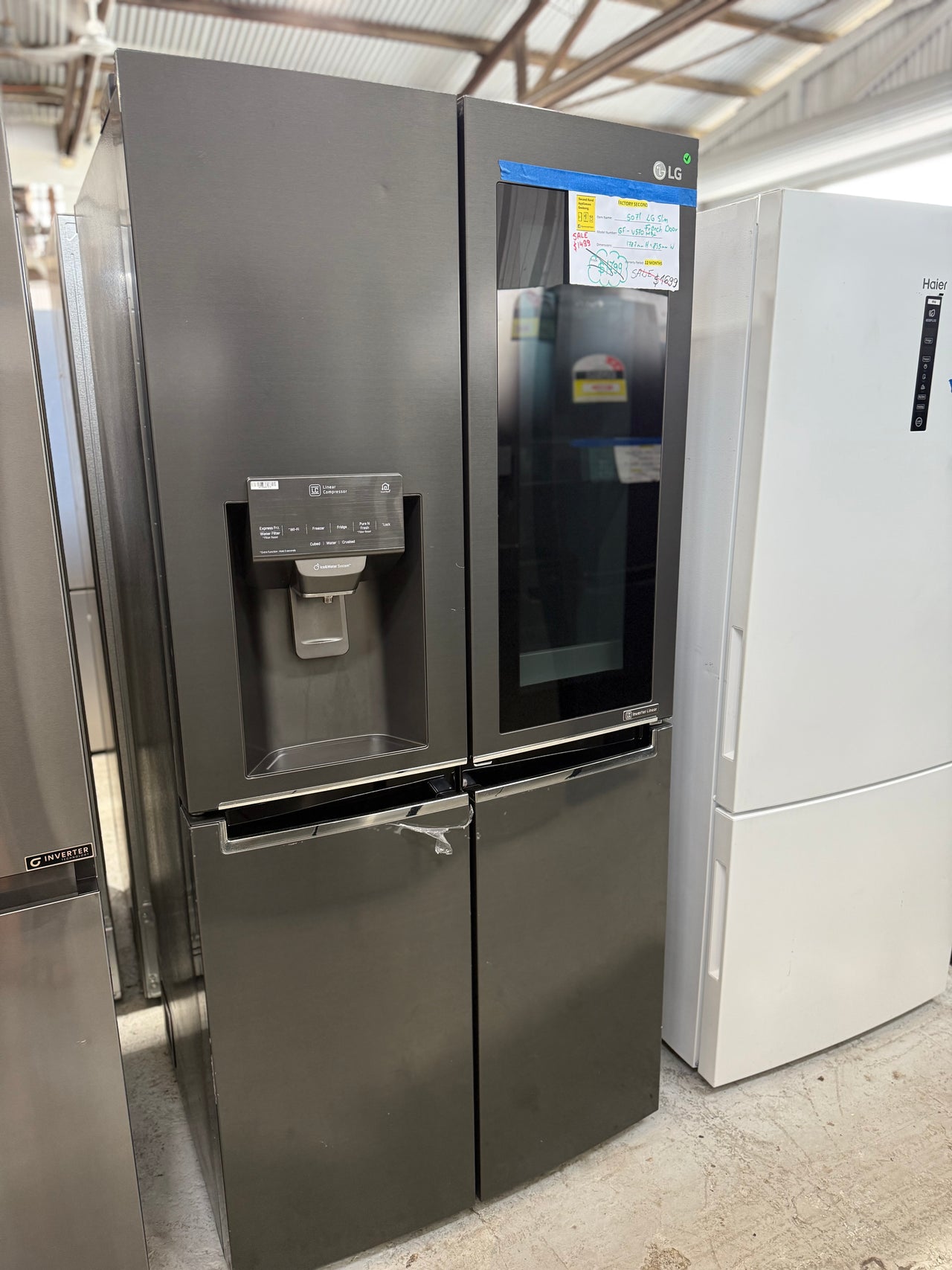 Factory second 508L Slim French Door Fridge, with InstaView Door-In-Door®, in Matte Black Finish - Second Hand Appliances Geebung