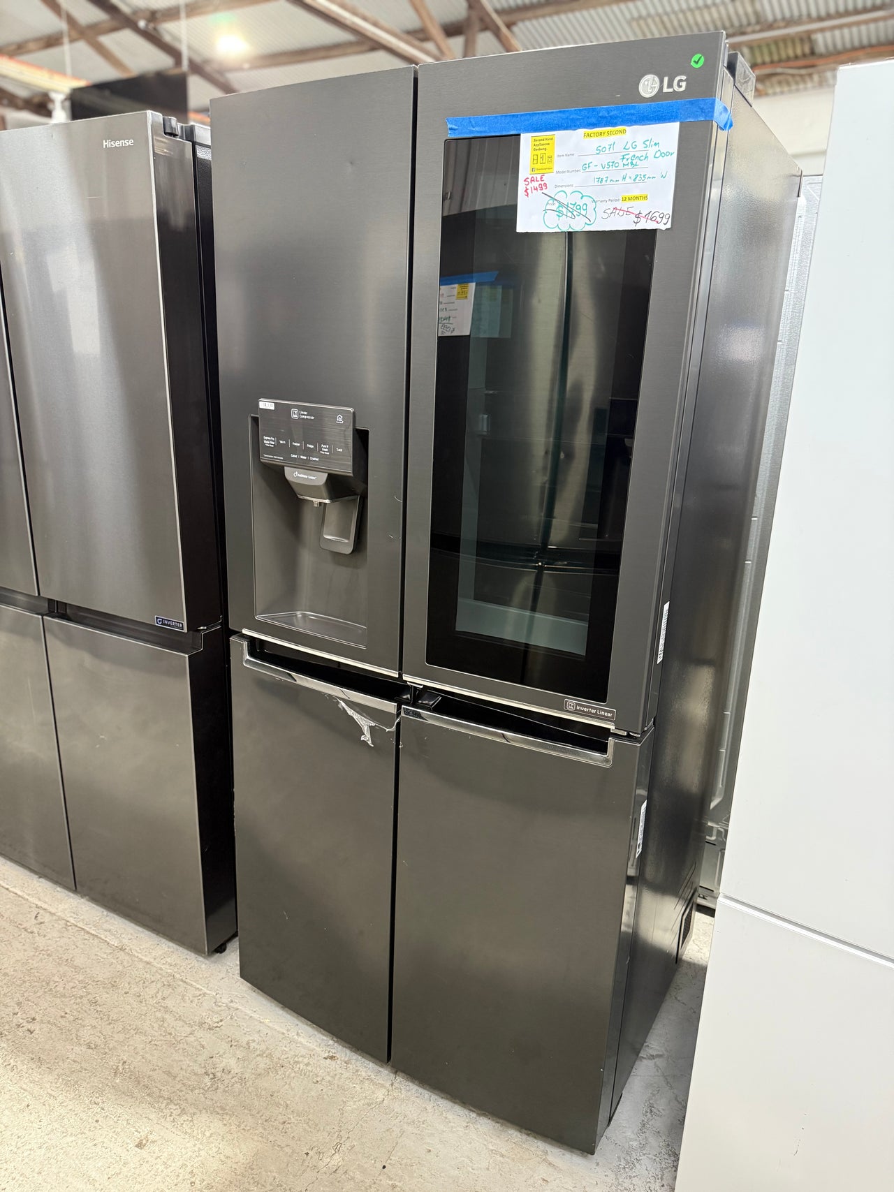 Factory second 508L Slim French Door Fridge, with InstaView Door-In-Door®, in Matte Black Finish - Second Hand Appliances Geebung