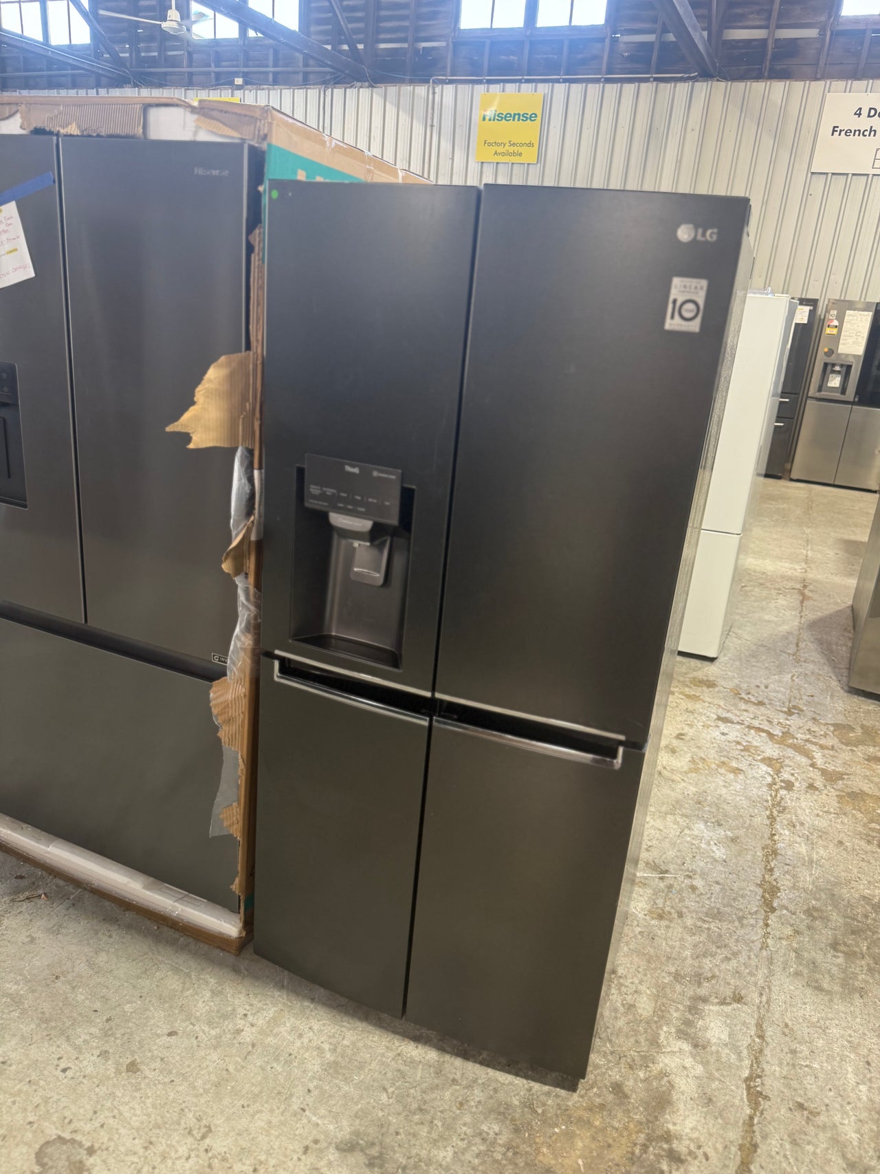 Factory second 570L Slim French Door Fridge with Non Plumbed Ice &Water - Matte Black - Second Hand Appliances Geebung