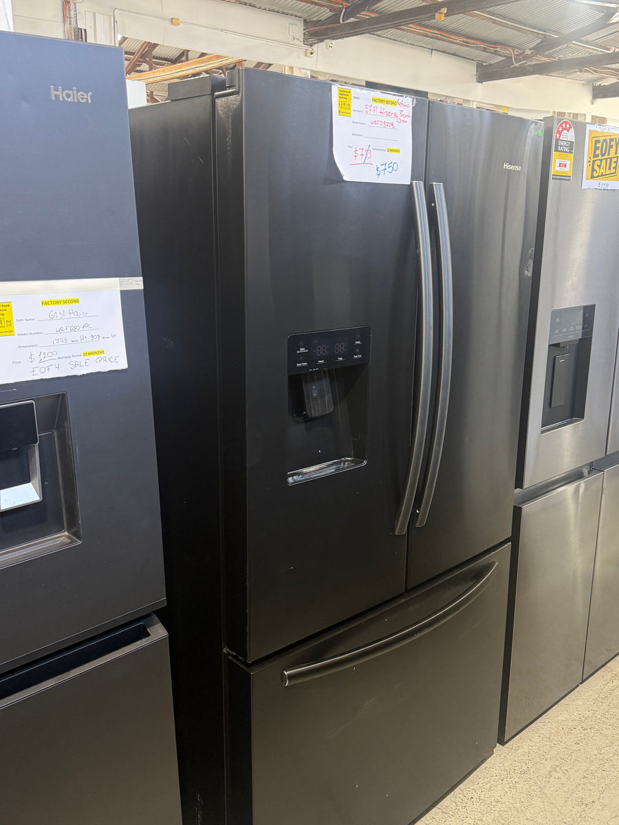 Factory second 577L French Door Fridge – Black Steel HRFD577B - Second Hand Appliances Geebung