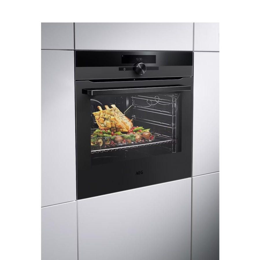 Factory second AEG 600mm SenseCook Pyrolytic Oven - Matte Black BPK94733PT (NAT) - Second Hand Appliances Geebung