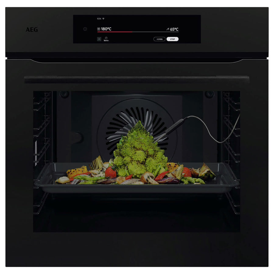 Factory second AEG 60cm 9000 Series Sense Cook Multifunction Oven - Matte Black NBT9P831AT (NAT) - Second Hand Appliances Geebung