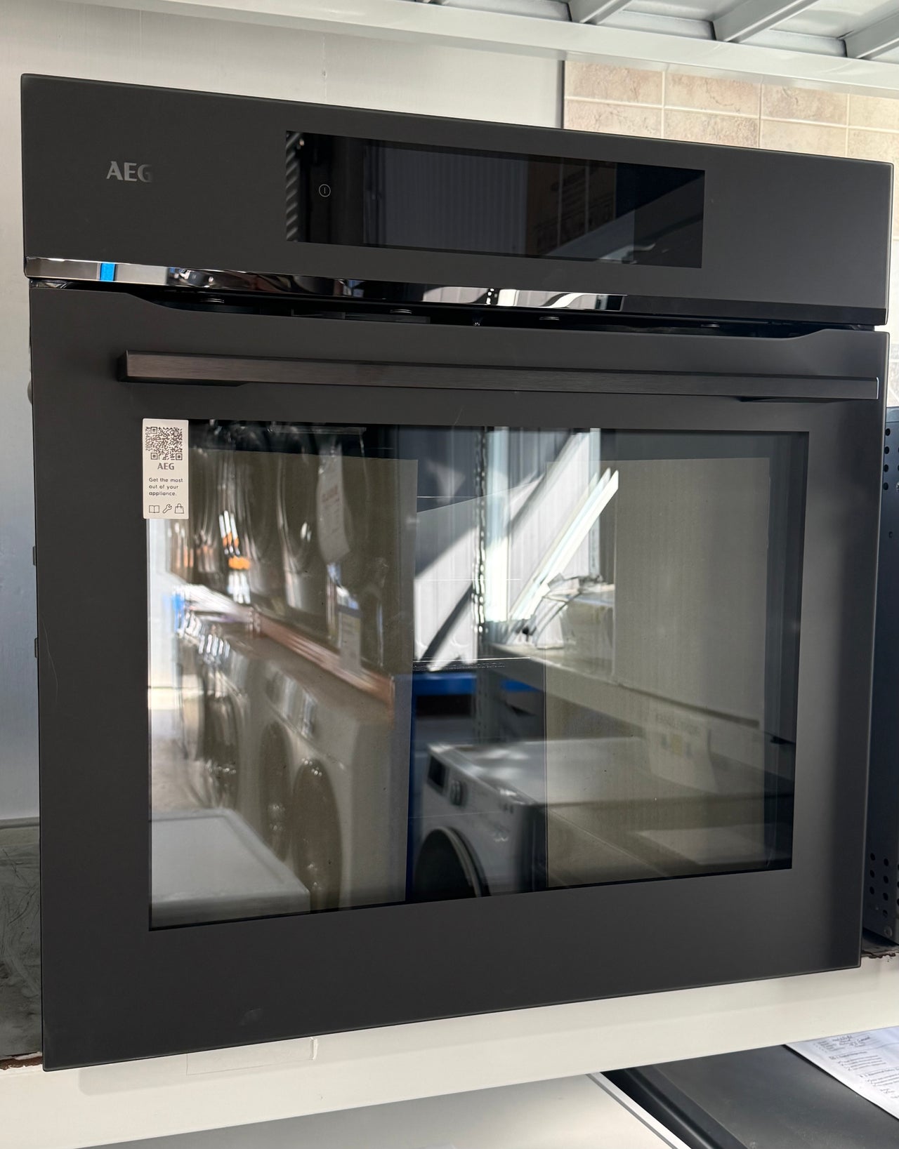 Factory second AEG 60cm 9000 Series Sense Cook Multifunction Oven - Matte Black NBT9P831AT(NAT) - Second Hand Appliances Geebung