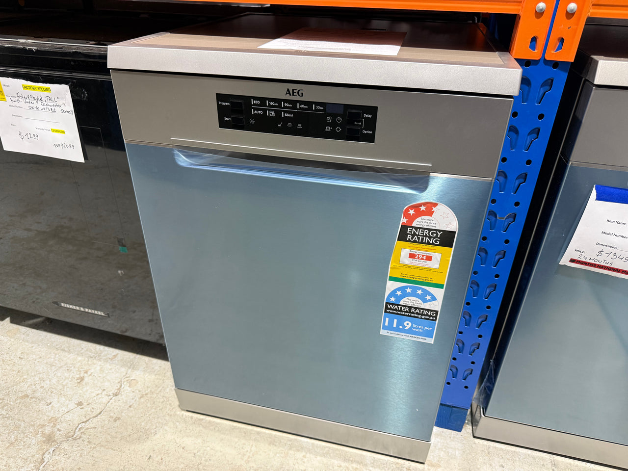 Factory second AEG 60cm Freestanding Dishwasher – Stainless Steel FFB53600PM - Second Hand Appliances Geebung