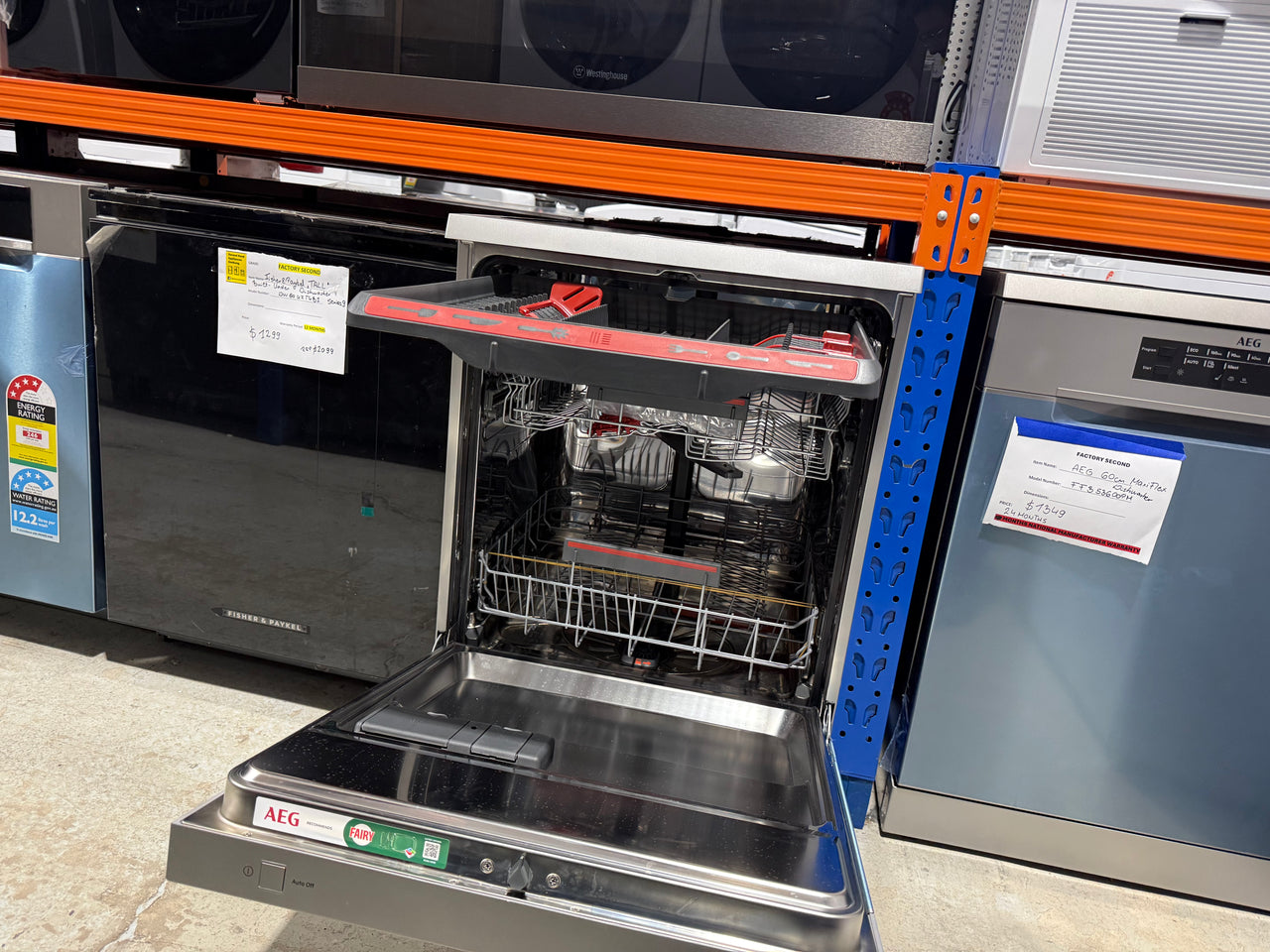 Factory second AEG 60cm Freestanding Dishwasher – Stainless Steel FFB53600PM - Second Hand Appliances Geebung