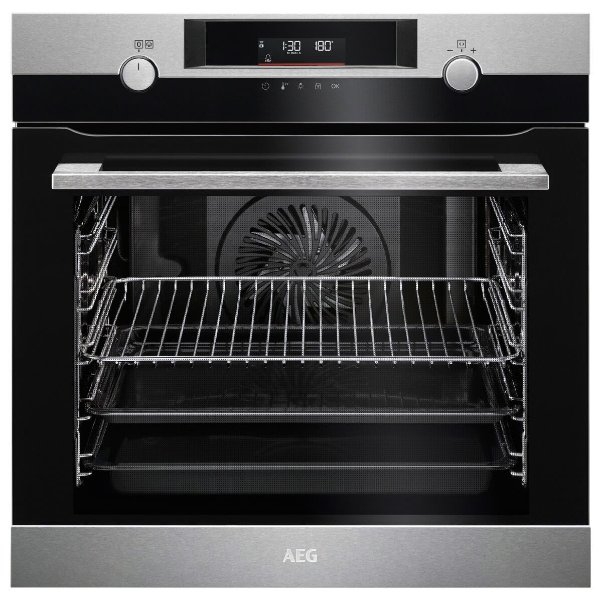 Factory second AEG 60cm SteamBake Pyroluxe™ Multifunction 9 Oven – Mark Resistant Stainless Steel BPK556360M - Second Hand Appliances Geebung
