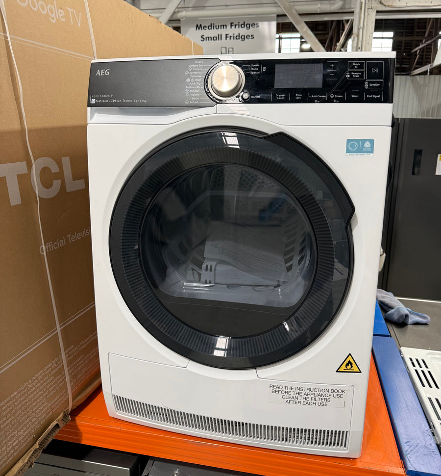 Factory second AEG 9000 Series 9kg Heat Pump Dryer with ProSteam and 3D Scan T959M6ORS - Second Hand Appliances Geebung