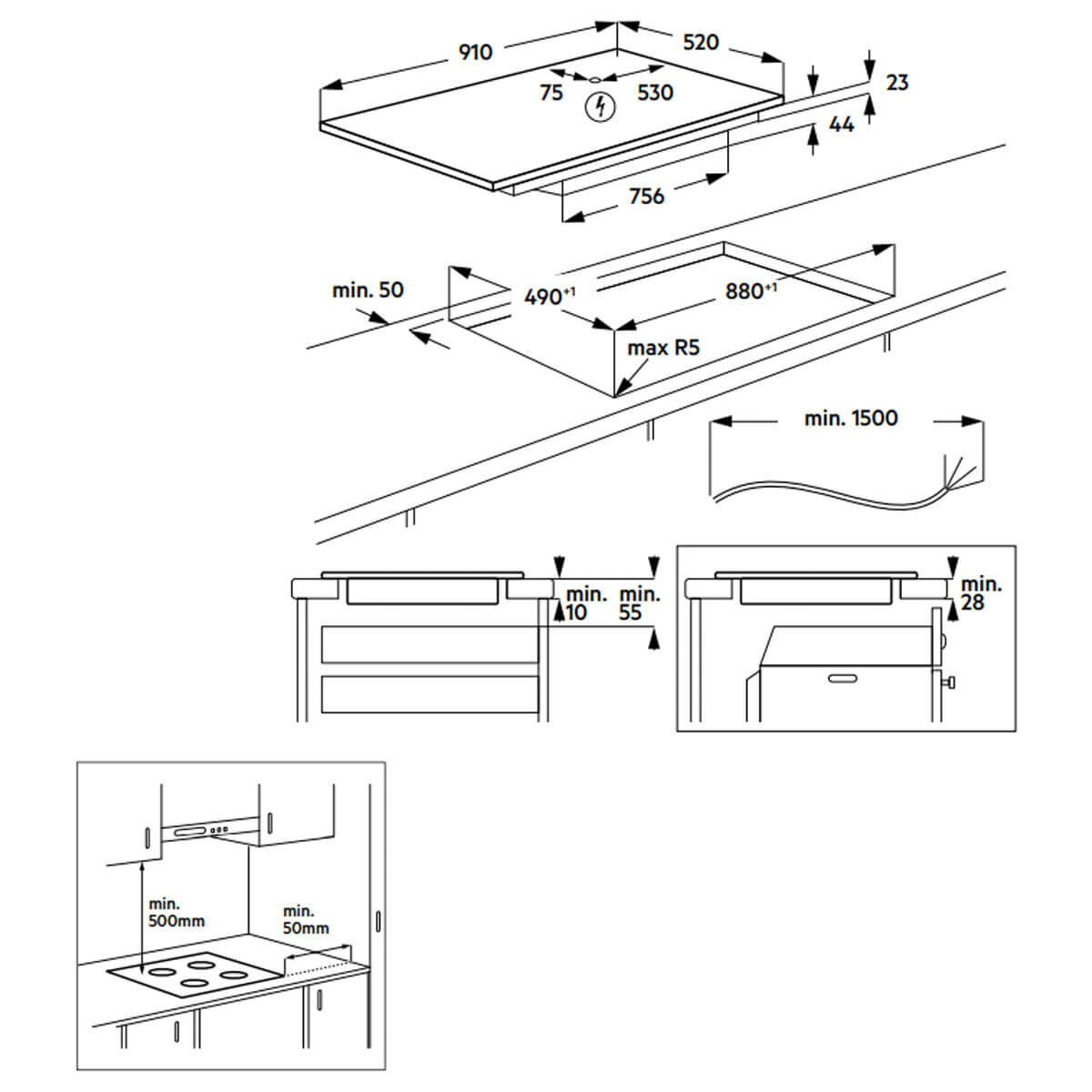 Factory second AEG 90cm 5 Zone SaphirMatt Induction Cooktop – NIK95I30FZ - Second Hand Appliances Geebung