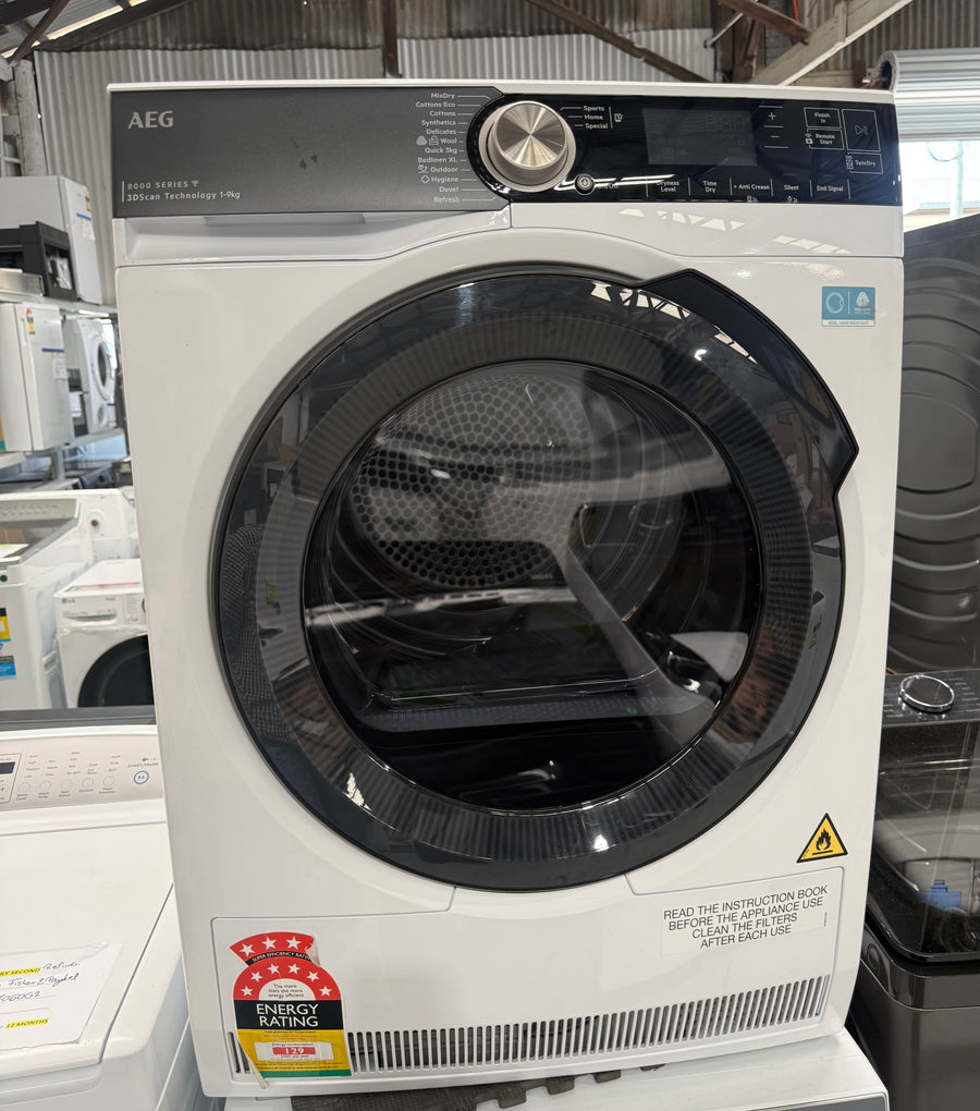 Factory second AEG 9kg 8000 Series Heat Pump Dryer – T859M6OBC - Second Hand Appliances Geebung