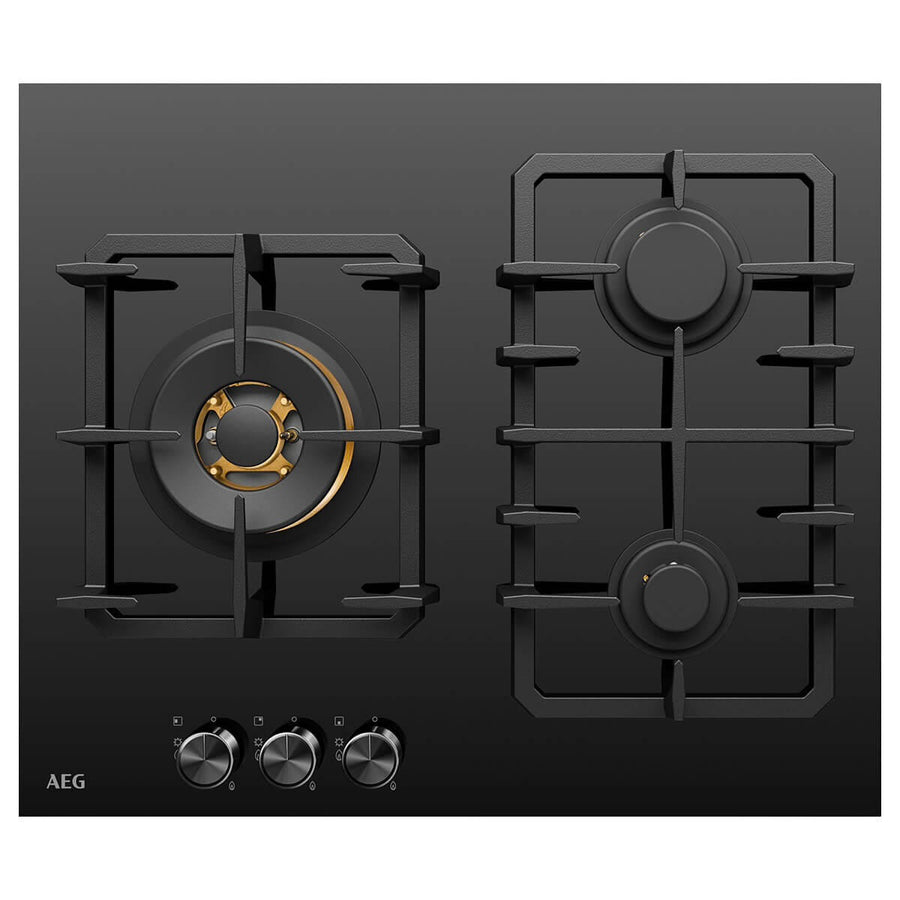 Factory second AEG HGC6366BB – 60cm 3 Burner Ceramic Glass Gas Cooktop (Black) - Second Hand Appliances Geebung
