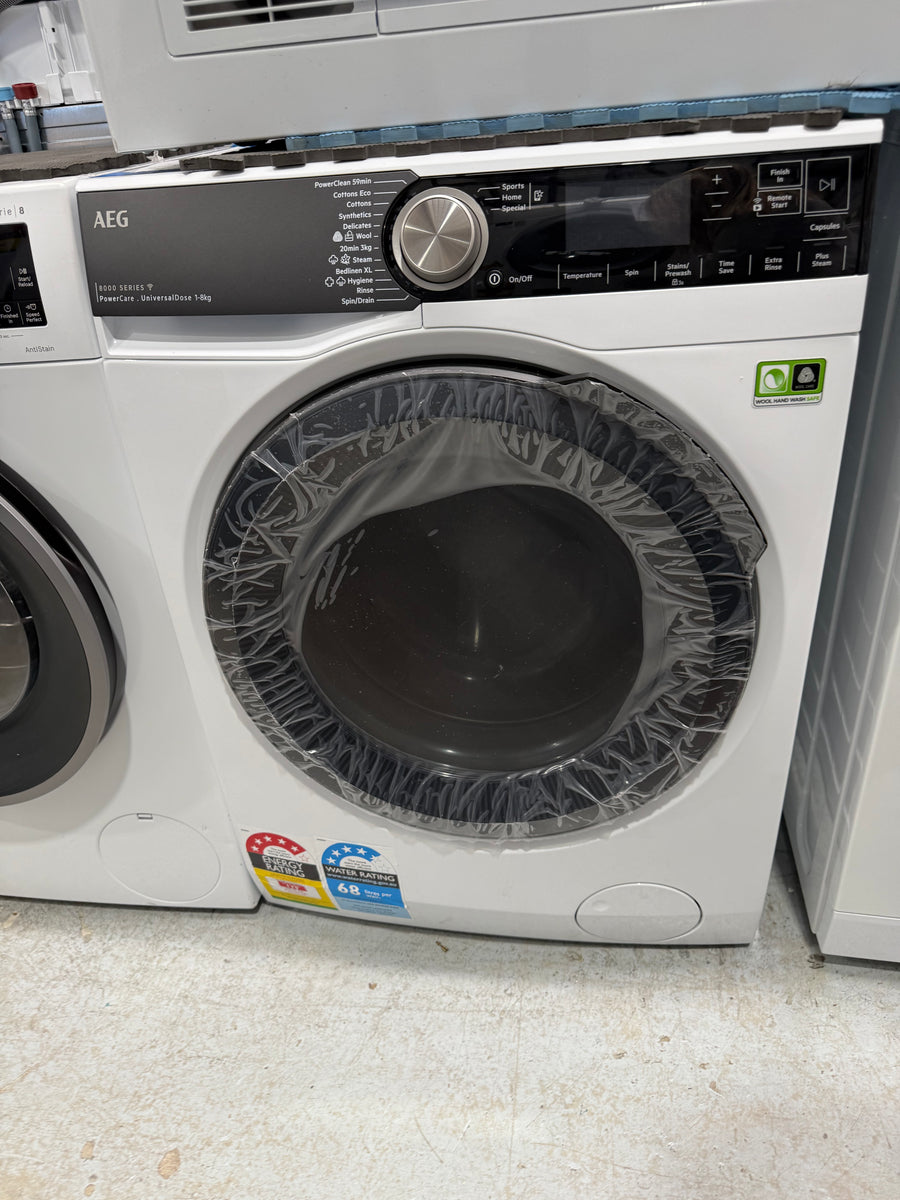 Factory second AEG LF8584M8O – 8 kg 8000 Series Front Load Washing Machine (White) - Second Hand Appliances Geebung