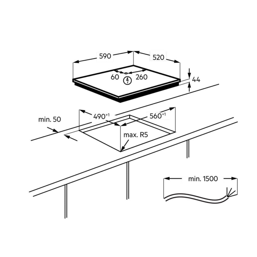 Factory second AEG NII63R00FB 60cm 6000 Series Induction Cooktop with ProCook & FlexiBridge - Second Hand Appliances Geebung